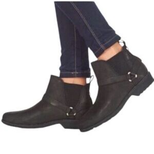 TEVA DE LA VINA DOS CHELSEA BLACK LEATHER WATERPROOF ANKLE BOOTS size 9